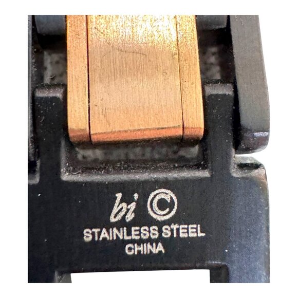 Mens Black Rose Gold Stainless Steel Cable Link Wire Accent Bracelet  8.5" Gift - Picture 5 of 8